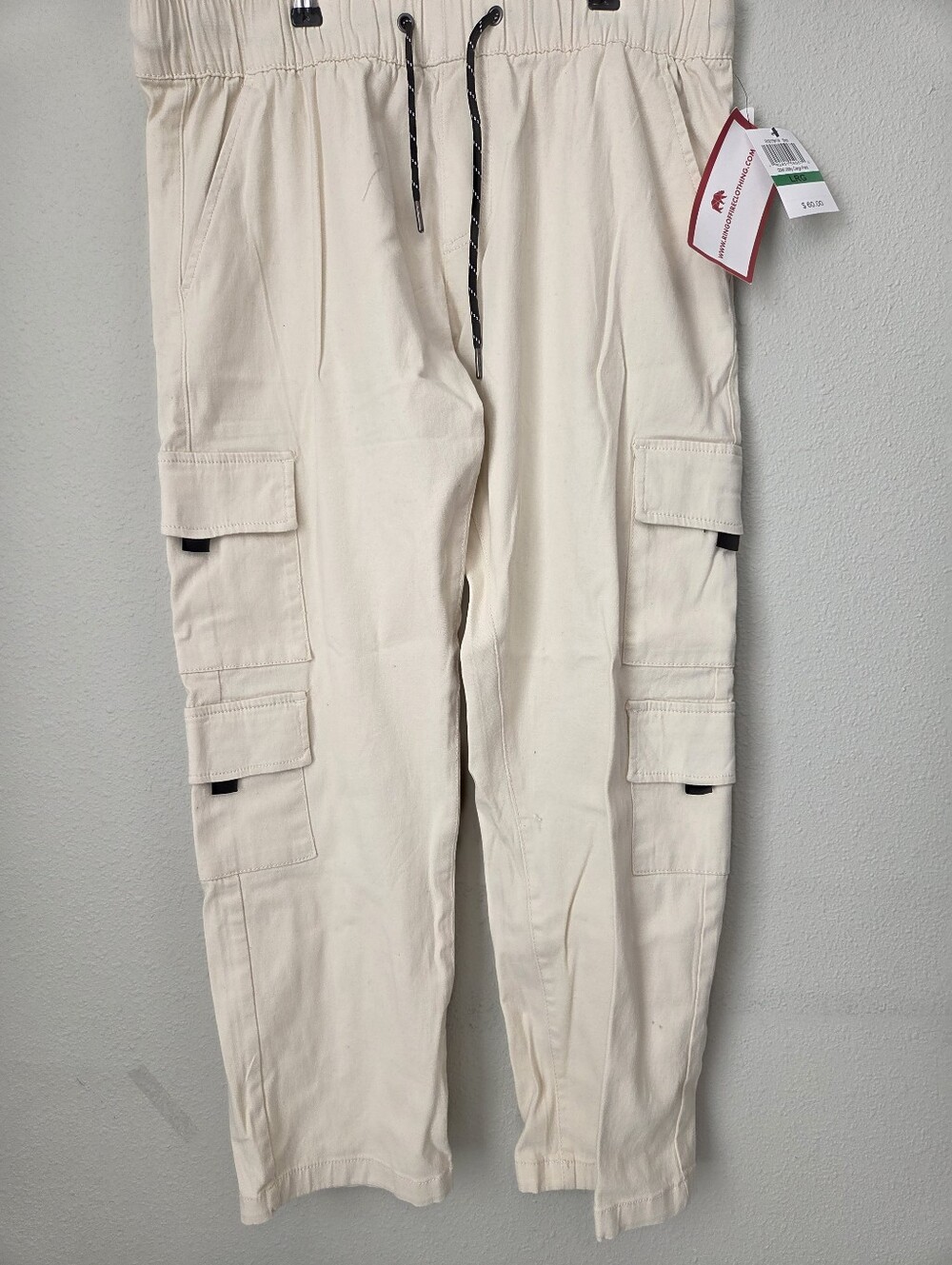 Lrg Men's Cream Cargo Pants with Drawstring Waist
